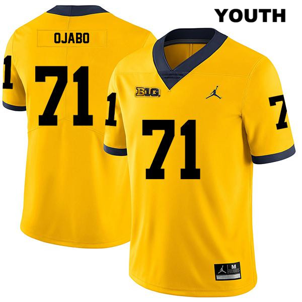 Youth NCAA Michigan Wolverines David Ojabo #71 Yellow Jordan Brand Authentic Stitched Legend Football College Jersey MZ25M08NP